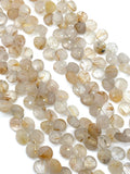 Golden Rutile 8MM Faceted Heart shape Beads -- Golden Rutile Quartz, Golden Rutile Briolettes -length 8"