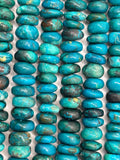 Blue Chrysocolla 8-9 MM roundel, chrysocolla Roundel Beads , Length 14" Gemstone beads . origin Peru.