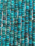 Blue Chrysocolla 8-9 MM roundel, chrysocolla Roundel Beads , Length 14" Gemstone beads . origin Peru.