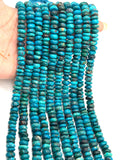 Blue Chrysocolla 8-9 MM roundel, chrysocolla Roundel Beads , Length 14" Gemstone beads . origin Peru.
