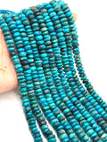 Blue Chrysocolla 8-9 MM roundel, chrysocolla Roundel Beads , Length 14" Gemstone beads . origin Peru.