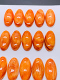 12x24 mm Spiny Oyster Shell Oval Cabs • Pack of 1 Pc • AAA Quality • Natural Shell Cabochon • Orange Color
