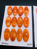 15x30 mm Spiny Oyster Shell Oval Cabs • Pack of 1 Pc • AAA Quality • Natural Shell Cabochon • Orange/ Red Color