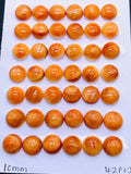 10 mm Spiny Oyster Shell Round Cabs • Pack of 4 Pcs • AAA Quality • Natural Shell Cabochon • Orange Color