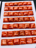 10 mm Spiny Oyster Shell Square Cabs • Pack of 2 Pcs • AAA Quality • Natural Shell Cabochon • Orange/ Red Color