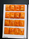 15x20 mm Spiny Oyster Shell Rectangle Cabs • Pack of 1 Pc • AAA Quality • Natural Shell Cabochon • Orange/ Red Color