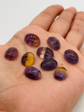 Fluorite 10x14MM Oval Cabs, Purple & Green Smooth, Top Quality, Gemstone Round beads Pack of 4 pc