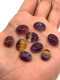 Fluorite 10x14MM Oval Cabs, Purple & Green Smooth, Top Quality, Gemstone Round beads Pack of 4 pc