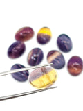 Fluorite 10x14MM Oval Cabs, Purple & Green Smooth, Top Quality, Gemstone Round beads Pack of 4 pc