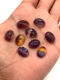 Fluorite 10x14MM Oval Cabs, Purple & Green Smooth, Top Quality, Gemstone Round beads Pack of 4 pc