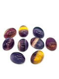 Fluorite 10x14MM Oval Cabs, Purple & Green Smooth, Top Quality, Gemstone Round beads Pack of 4 pc