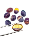 Fluorite 10x14MM Oval Cabs, Purple & Green Smooth, Top Quality, Gemstone Round beads Pack of 4 pc