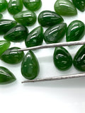 Jade Pear Cabs - 8x12 mm Size - Pack of 4 Pcs - AAA Quality - Natural Russian Jade Cabochons - Origin Russia