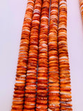 18 mm Spiny Oyster Roundel Beads • 40 cm length • AAA Quality • Natural Spiny Oyster Red/ Orange Color • Origin Mexico