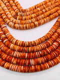 18 mm Spiny Oyster Roundel Beads • 40 cm length • AAA Quality • Natural Spiny Oyster Red/ Orange Color • Origin Mexico