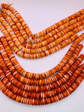 18 mm Spiny Oyster Roundel Beads • 40 cm length • AAA Quality • Natural Spiny Oyster Red/ Orange Color • Origin Mexico