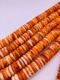 18 mm Spiny Oyster Roundel Beads • 40 cm length • AAA Quality • Natural Spiny Oyster Red/ Orange Color • Origin Mexico