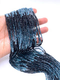 Blue Tourmaline Faceted 2 mm Cube Beads - Length 40 cm - AAA - Natural Blue Tourmaline Square dice Beads - Indicolite Gemstone Beads