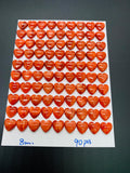 Spiny Oyster Shell Heart Cabs • 8 mm Size • Pack of 2 Pc • AAA Quality • Natural Shell Cabochon • Red Color • Flat Back