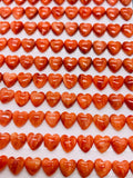 Spiny Oyster Shell Heart Cabs • 6 mm Size • Pack of 2 Pcs • AAA Quality • Natural Shell Cabochon • Red Color • Flat Back
