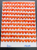Spiny Oyster Shell Heart Cabs • 6 mm Size • Pack of 2 Pcs • AAA Quality • Natural Shell Cabochon • Red Color • Flat Back