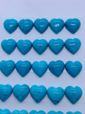 Turquoise Heart Cabs - 12 mm size - Pack of 1 Pc - AAA Quality - 100% Natural Turquoise- Turquoise Heart Cabochon - Flat Back Cabs