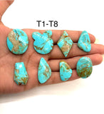 Turquoise Cabochon • Code T1- T8 • AAA Quality • Natural Turquoise Cabs • Turquoise Pendant
