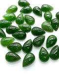 Jade Pear Cabs - 8x12 mm Size - Pack of 4 Pcs - AAA Quality - Natural Russian Jade Cabochons - Origin Russia