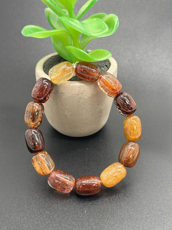 Multi Rutile Bracelet •11x15 mm Size • Code #D4• AAA Quality •Weight 42 gm. Natural Rutilated Quartz Bracelet