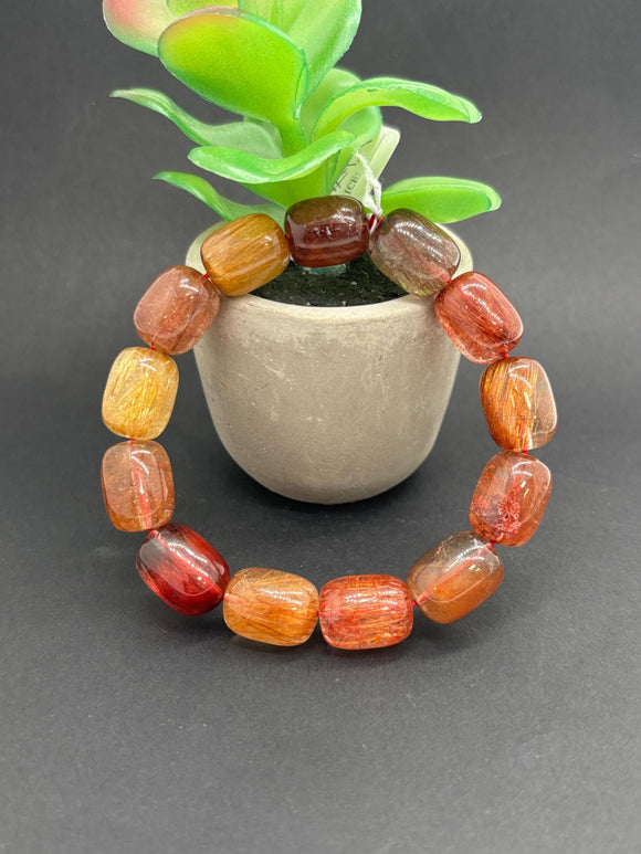 Multi Rutile Bracelet •13x17mm Size • Code #D12• AAA Quality •Weight 59.8 gm. Natural Rutilated Quartz Bracelet