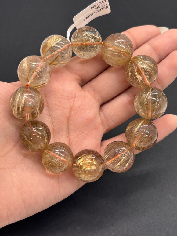 Golden Rutile Bracelet • 19 mm Size • Code J3 • Weight 122 gm - 4A Quality • Natural Rutilated Quartz Bracelet
