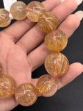 Golden Rutile Bracelet • 19-20 mm Size • Code J5 • Weight 119 gm - 4A Quality • Natural Rutilated Quartz Bracelet