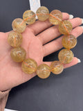 Golden Rutile Bracelet • 19-20 mm Size • Code J5 • Weight 119 gm - 4A Quality • Natural Rutilated Quartz Bracelet