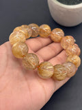 Golden Rutile Bracelet • 16.50 mm Size • Code J1 • Weight 86.2 gm - 4A Quality • Natural Rutilated Quartz Bracelet