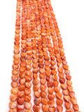8 mm Spiny Oyster Heart Beads • 16 Inch length • AAA Quality • Natural Spiny Oyster Red/ Orange Color • Origin Mexico