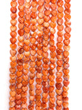 8 mm Spiny Oyster Heart Beads • 16 Inch length • AAA Quality • Natural Spiny Oyster Red/ Orange Color • Origin Mexico