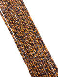 4mm Tiger Eye Roundel Faceted Beads 40 cm Length AAA quality - Natural Tiger Eye Beads