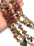 Tourmaline pear shape Beads - 5x7 mm Size - AAA Quality - Natural Multi Tourmaline Briolette. length 8"