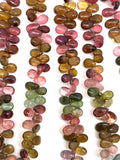 Tourmaline pear shape Beads - 5x7 mm Size - AAA Quality - Natural Multi Tourmaline Briolette. length 8"