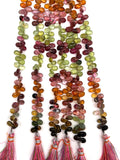 Tourmaline pear shape Beads - 5x7 mm Size - AAA Quality - Natural Multi Tourmaline Briolette. length 8"