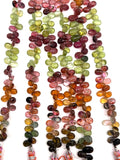 Tourmaline pear shape Beads - 5x7 mm Size - AAA Quality - Natural Multi Tourmaline Briolette. length 8"