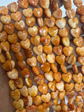 8 mm Spiny Oyster Heart Beads • 40 cm length • AAA Quality • Natural Spiny Oyster Red/ Orange Color • Origin Mexico