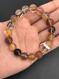 Multi Rutile Bracelet • 10.80 mm Size • Code #M9• AAA Quality •Weight 32.2 gm. Natural Rutilated Quartz Bracelet
