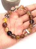 Multi Rutile Bracelet • 10.80 mm Size • Code #M9• AAA Quality •Weight 32.2 gm. Natural Rutilated Quartz Bracelet