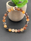 Multi Rutile Bracelet • 8 mm Size • Code #M2• AAA Quality •Weight 15.3 gm. Natural Rutilated Quartz Bracelet