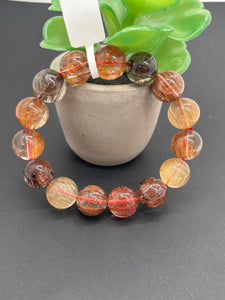 Multi Rutile Bracelet • 14 mm Size • Code #M15• AAA Quality •Weight 62 gm. Natural Rutilated Quartz Bracelet