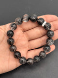 Black Rutile Bracelet • 12 mm Size • Code #BK-1 • AAAA Quality • 7.5 Inch Length • Natural Rutilated Quartz • Rutile Round Bracelet