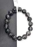 Black Rutile Bracelet • 12 mm Size • Code #BK-1 • AAAA Quality • 7.5 Inch Length • Natural Rutilated Quartz • Rutile Round Bracelet