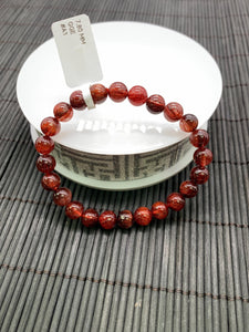 Red Rutile Round Bracelet • 7.80 mm Size • Code #A2 • AAA Quality • Natural Rutilated Quartz Bracelet
