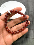 Red Rutile Round Bracelet • 7.80 mm Size • Code #A2 • AAA Quality • Natural Rutilated Quartz Bracelet